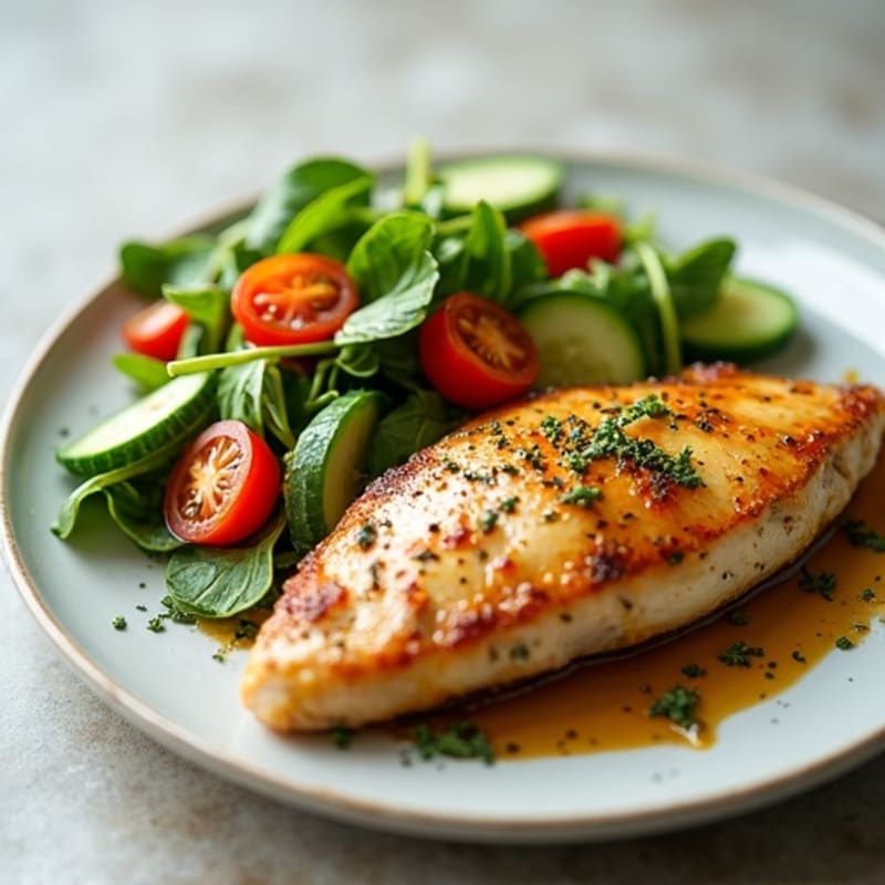 Herb-Roasted Chicken with Crunchy Mixed Greens Salad