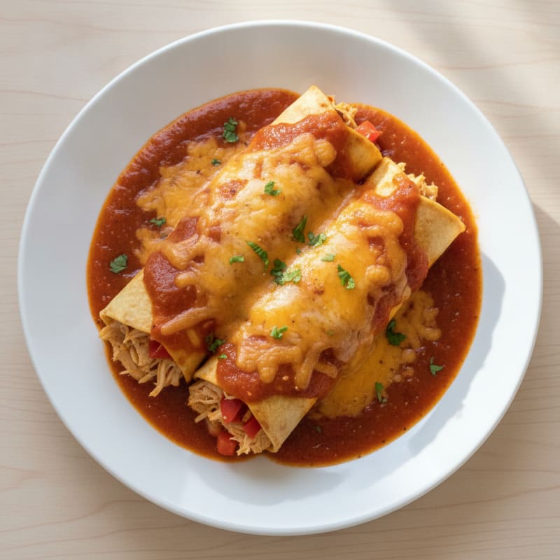 Chicken Enchiladas with Red Chili Sauce