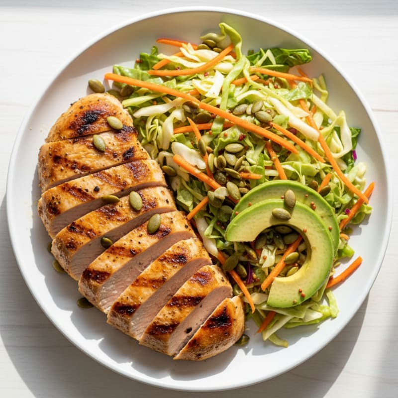Grilled Turkey Breast with Crunchy Cabbage Slaw