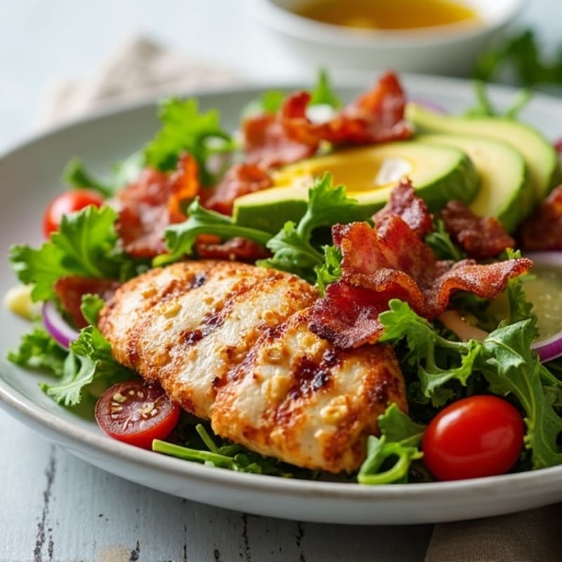 Grilled Chicken, Crispy Bacon, and Creamy Avocado Salad