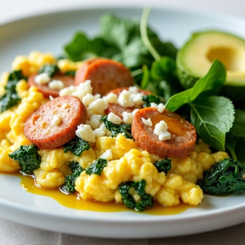 Egg White Scramble with Spinach and Turkey Sausage
