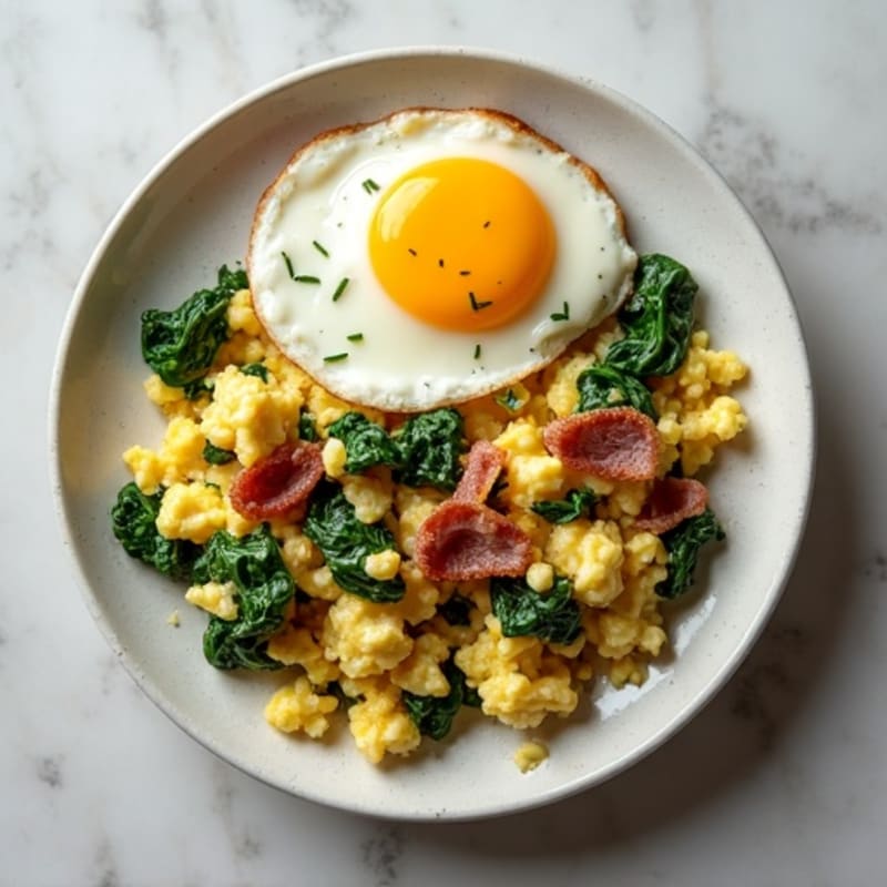 Cottage Cheese Scramble with Spinach and Turkey Bacon