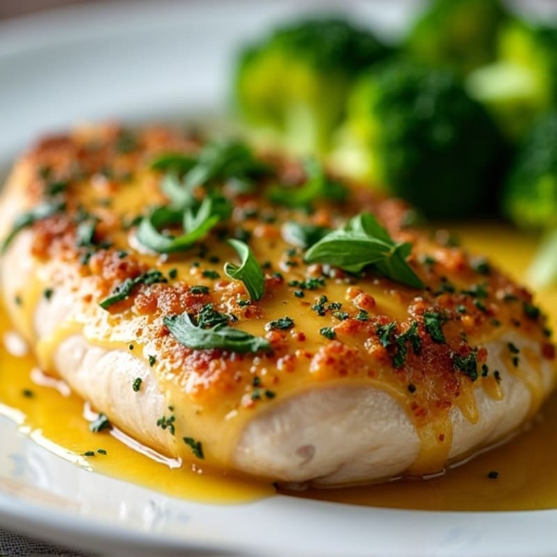Herb-Crusted Pan Seared Chicken with Lemon Garlic Sauce
