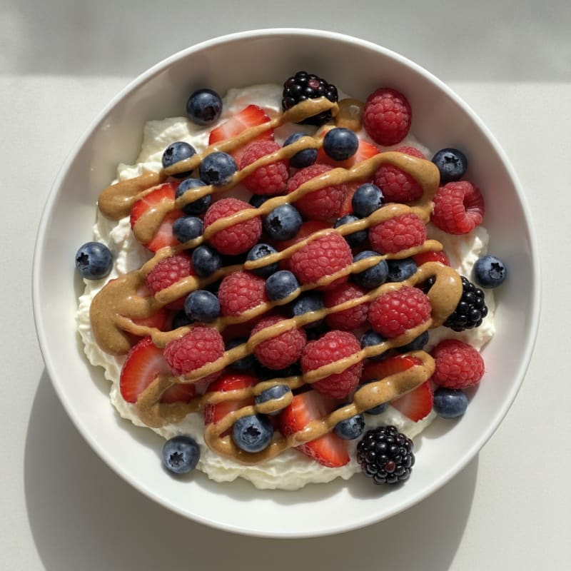 Greek Yogurt Protein Pudding with Mixed Berries