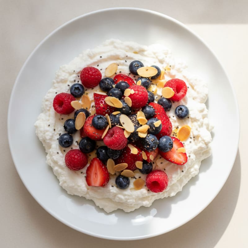 Greek Yogurt Protein Mousse with Mixed Berries