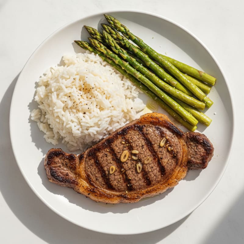 Grilled Skirt Steak with Lemon Asparagus