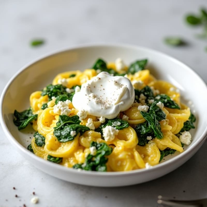 Creamy Scrambled Eggs with Spinach and Feta