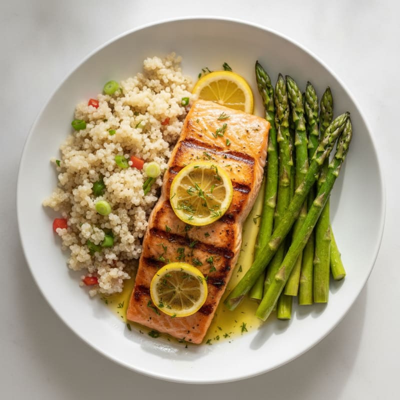 Grilled Salmon Fillet with Asparagus and Quinoa
