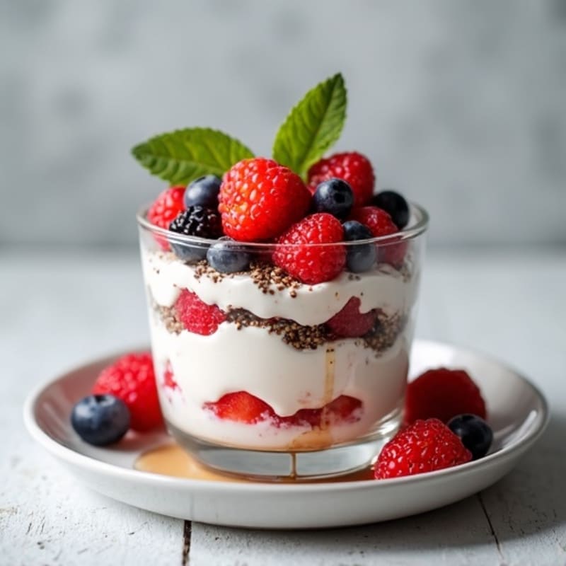 Cottage Cheese Berry Parfait with Chia Seeds