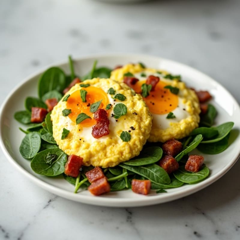 Crispy Turkey Bacon Egg White Scramble with Spinach and Avocado