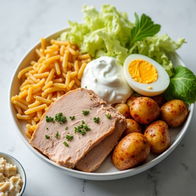 Tuna and Pasta Bowl with Roasted Potatoes