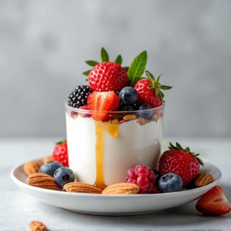 Creamy Greek Yogurt Parfait with Mixed Berries and Almonds