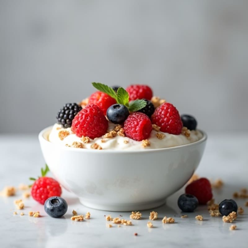 Creamy Greek Yogurt with Mixed Berries and Crunchy Granola