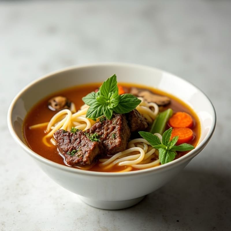 Aromatic Beef Noodle Soup with Fresh Herbs