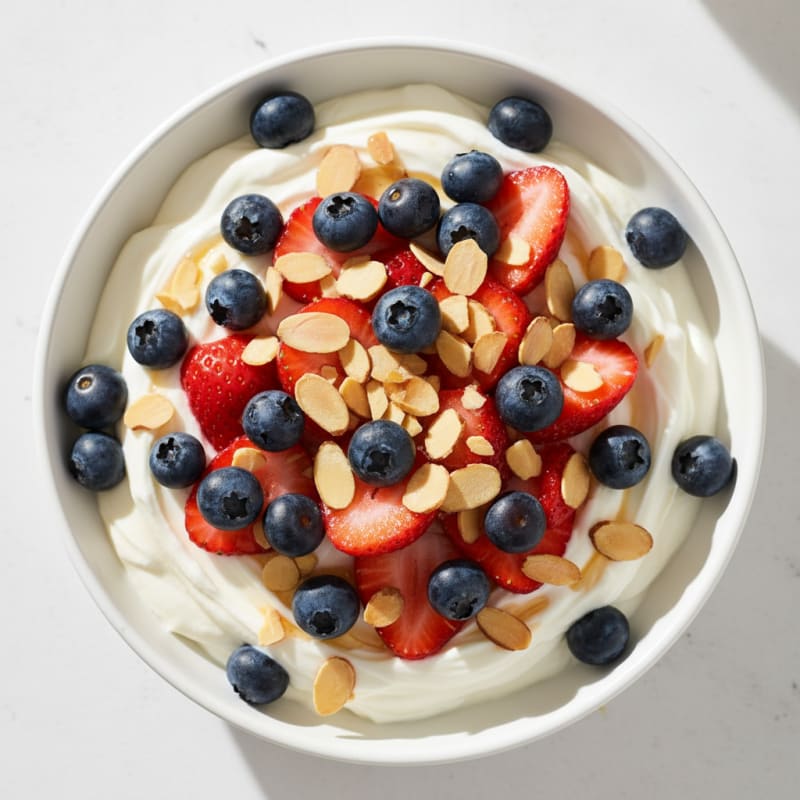 Creamy Greek Yogurt Protein Bowl with Berries and Almonds