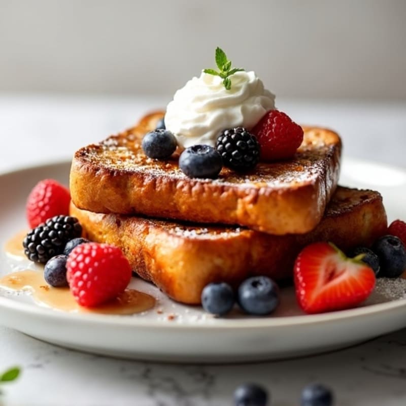 Crispy Baked French Toast with Peanut Butter and Berries