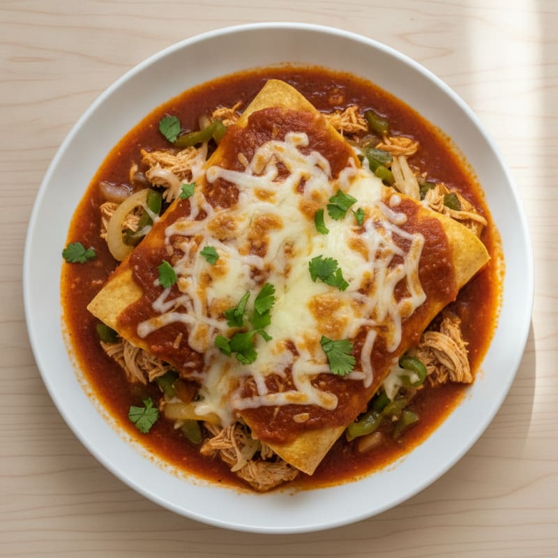 Mexican Chicken Enchiladas with Red Chili Sauce