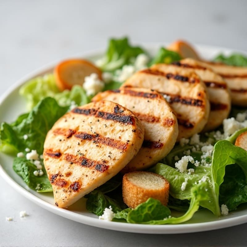 Grilled Chicken Caesar Salad with Crispy Romaine
