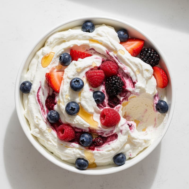 Greek Yogurt Protein Mousse with Mixed Berries