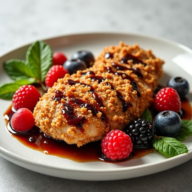 Crispy Peanut Crusted Chicken with Berry Balsamic Glaze
