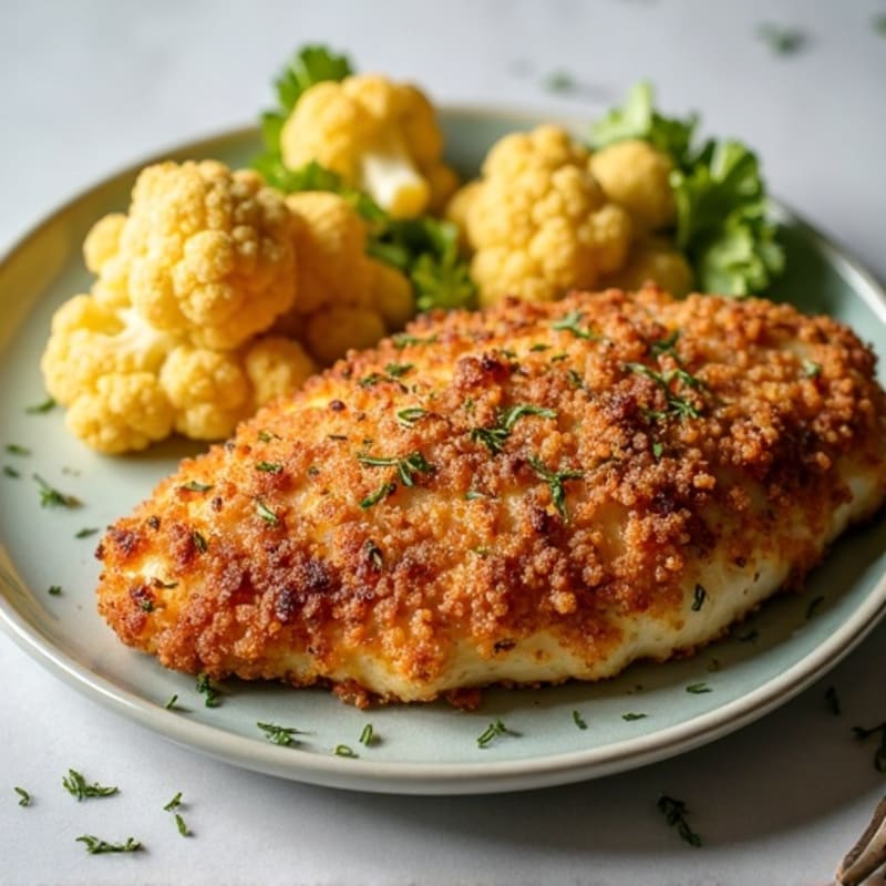Crispy Almond-Crusted Chicken with Herb-Roasted Cauliflower