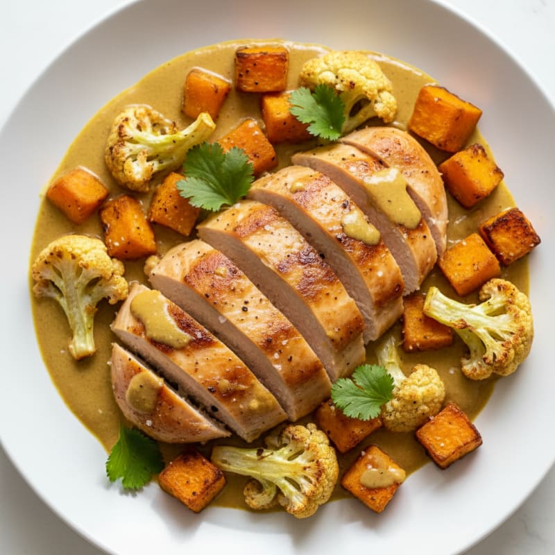 Tender Curry Chicken with Roasted Vegetables