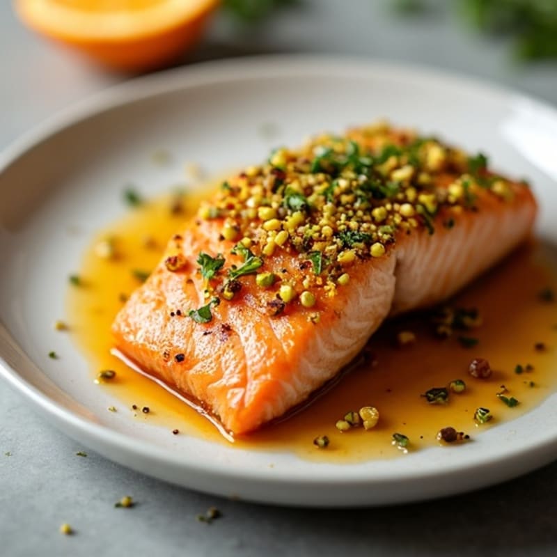 Crispy Pistachio-Crusted Salmon with Citrus-Ginger Glaze