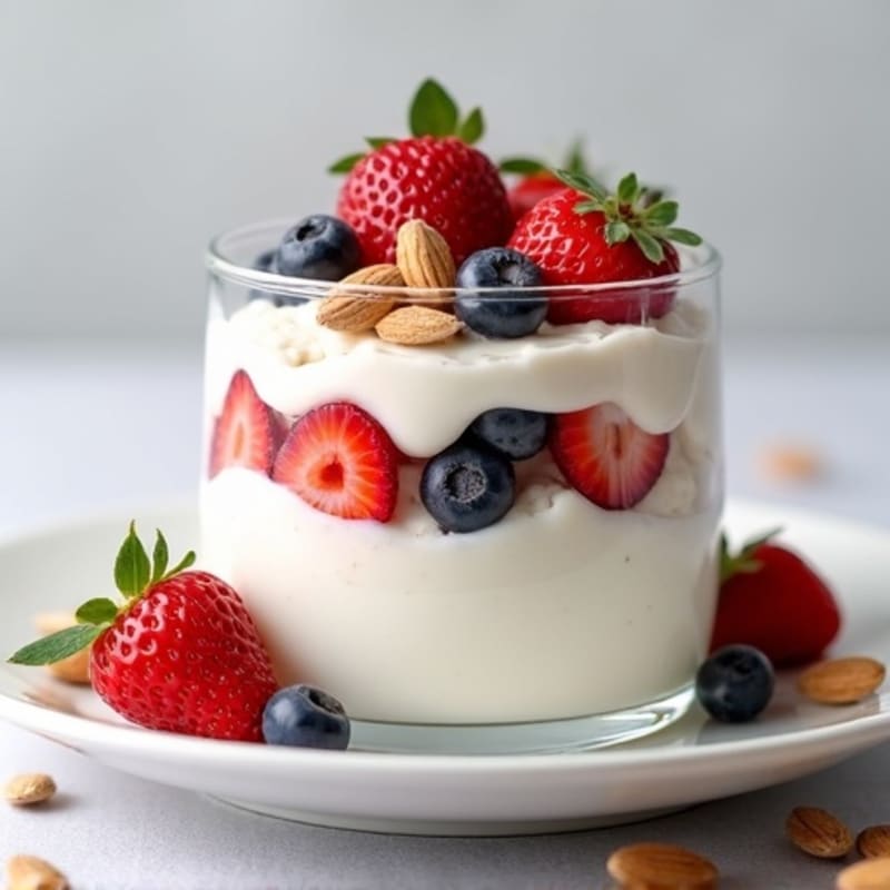 Greek Yogurt Protein Parfait with Mixed Berries and Almonds
