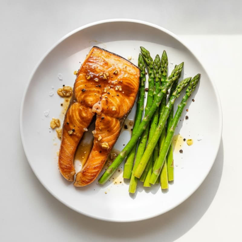 Pan-Seared Soy-Ginger Salmon with Roasted Asparagus