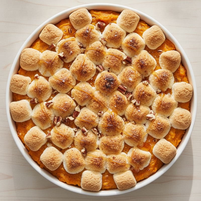 High-Protein Sweet Potato Casserole with Toasted Marshmallows