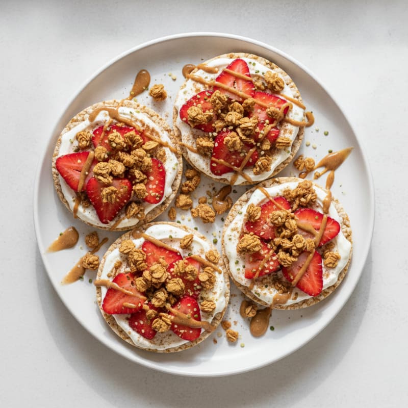 Protein-Packed Rice Cake Toasts with Berries and Granola