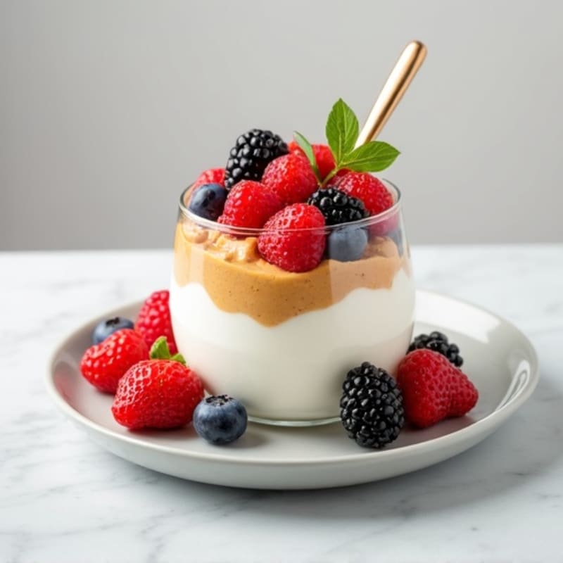 Greek Yogurt Protein Parfait with Almond Butter and Berries