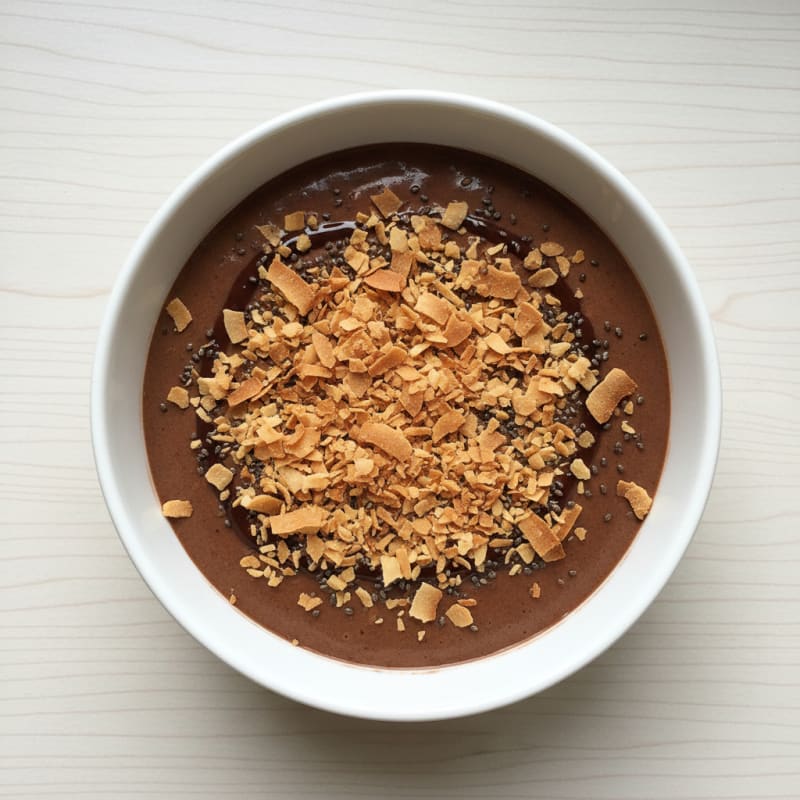 Silky Chocolate Protein Pudding with Toasted Coconut