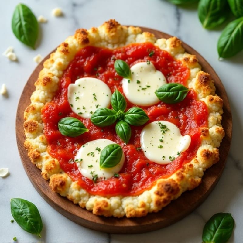 Cauliflower Crust Margherita Pizza with Fresh Basil