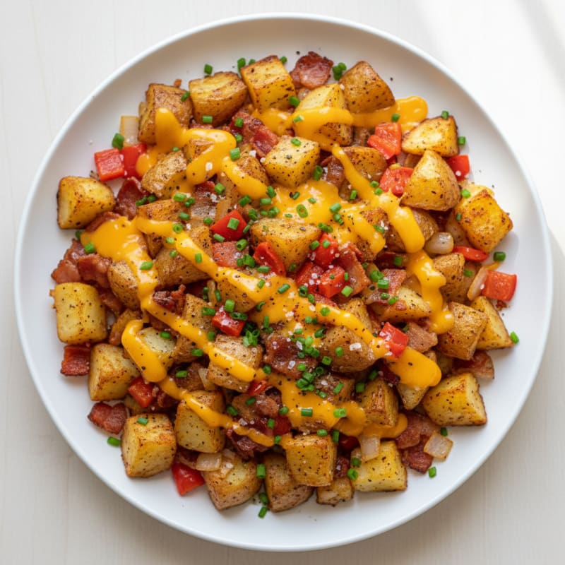 Crispy Bacon Cheddar Fried Potatoes