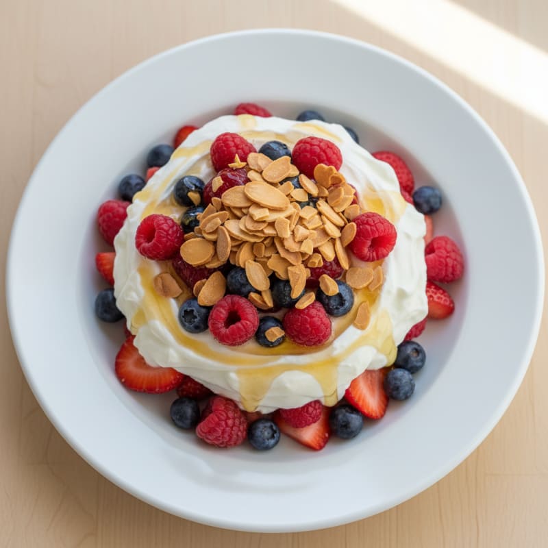 Creamy Greek Yogurt Parfait with Mixed Berries and Almonds
