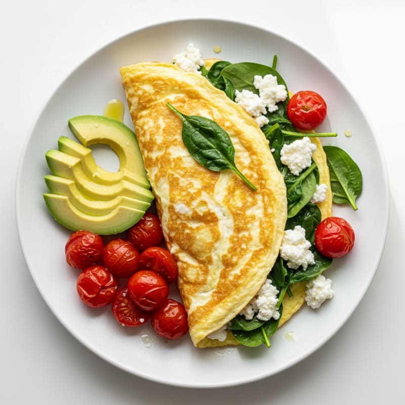 Egg White Spinach Omelette with Cottage Cheese