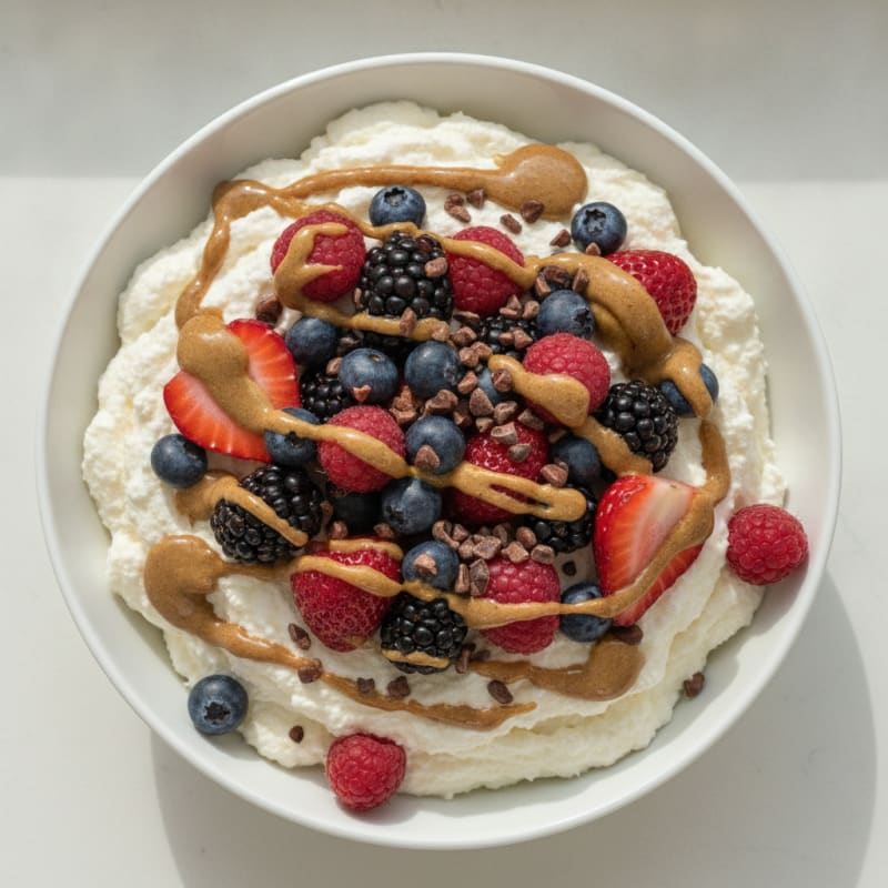 Silky Greek Yogurt Protein Mousse with Mixed Berries