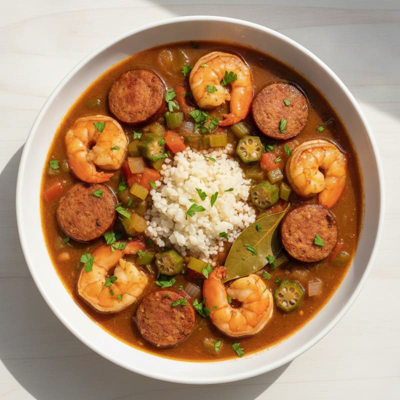 Creole Sausage and Shrimp Gumbo