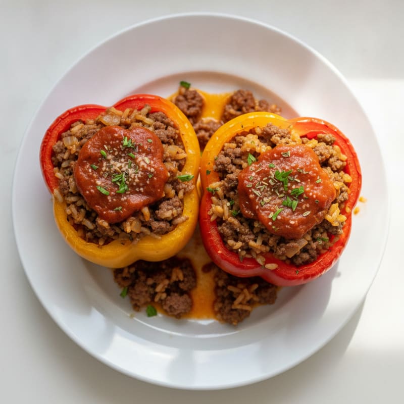 Beef and Rice Stuffed Bell Peppers