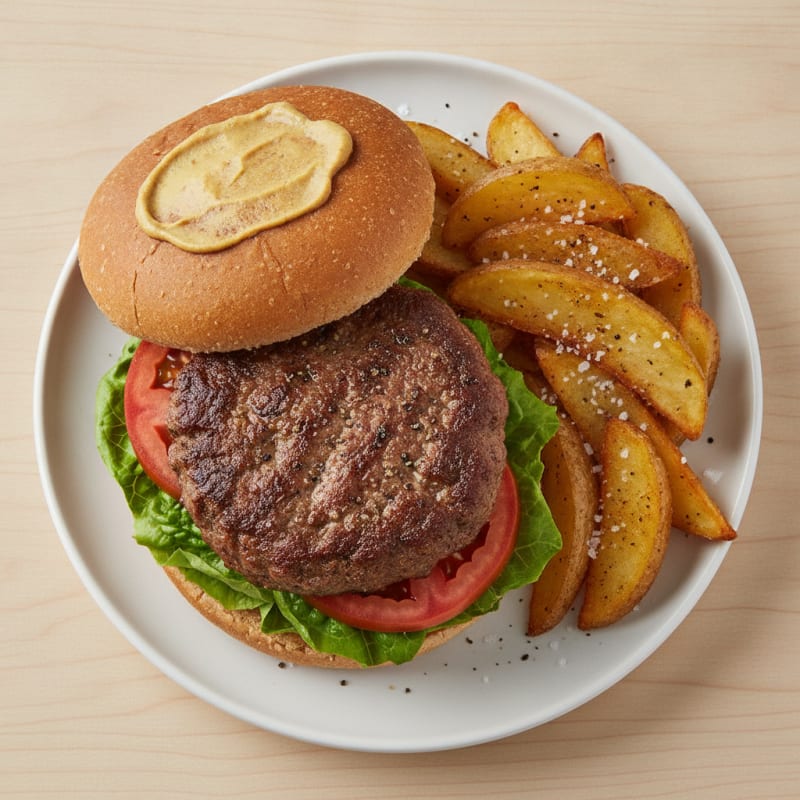 Classic Beef Burger with Garlic Fries