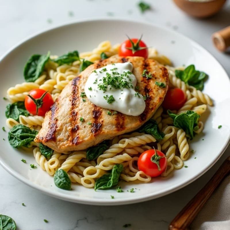 Chicken with Creamy Pesto Whole Wheat Pasta