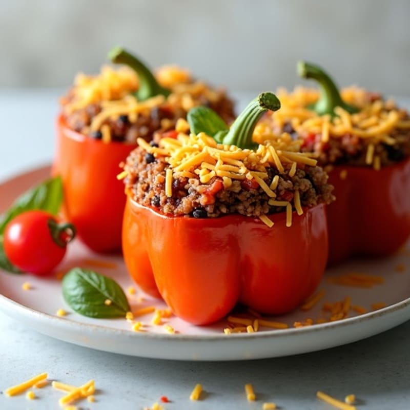 Savory Lean Ground Turkey Stuffed Bell Peppers