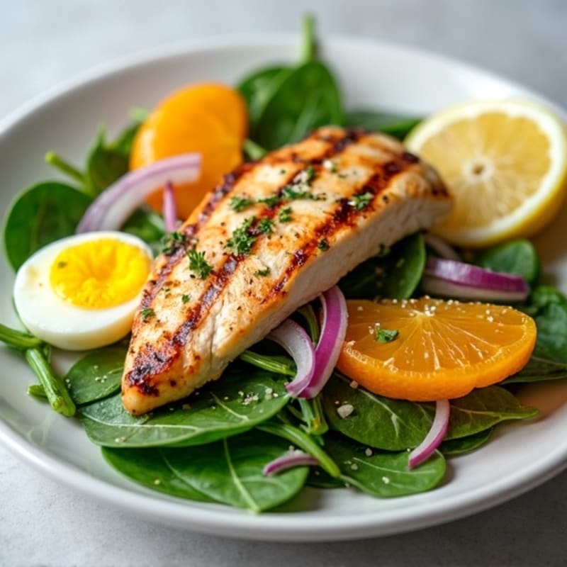 Grilled Chicken and Spinach Salad with Citrus Vinaigrette