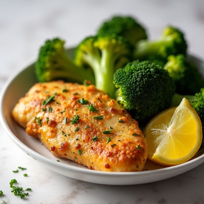 Crispy Lemon Herb Chicken with Roasted Broccoli