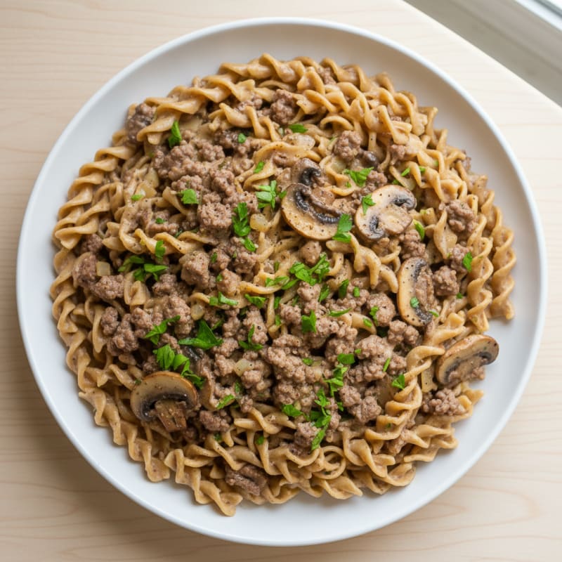 Creamy Mushroom Beef Stroganoff with Tender Noodles