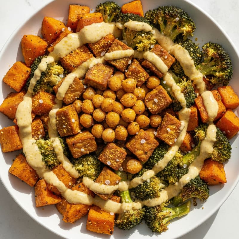 Roasted Vegetable Buddha Bowl with Tahini Dressing
