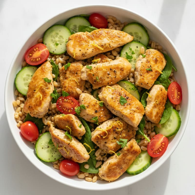 Lemon-Herb Chicken Farro Bowl