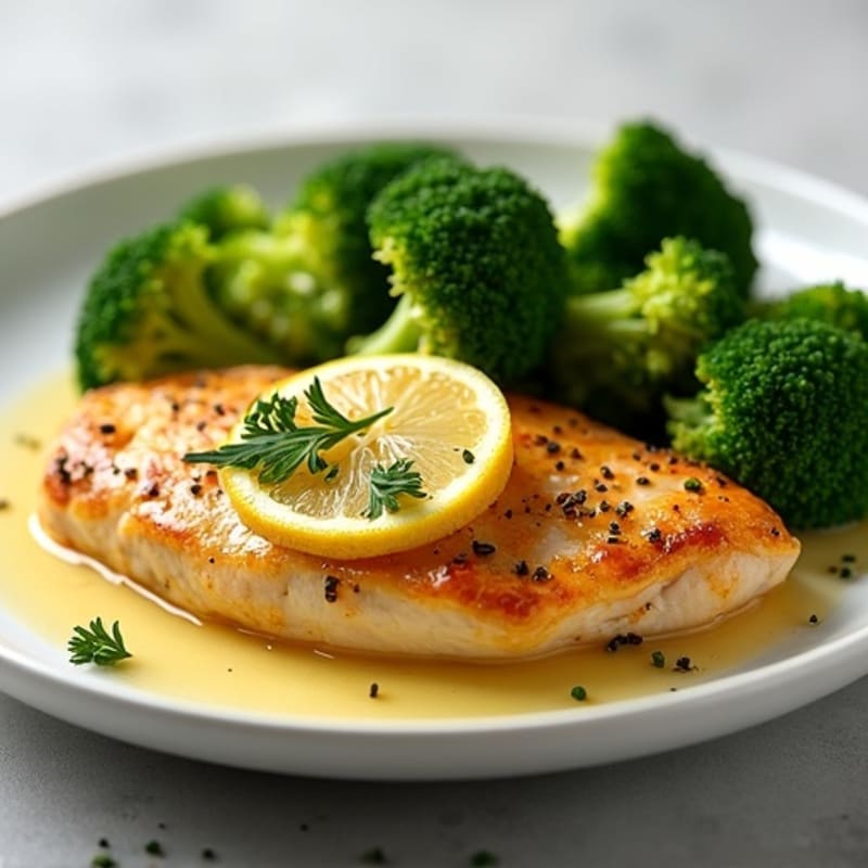 Pan-Seared Lemon Garlic Chicken with Crispy Broccoli