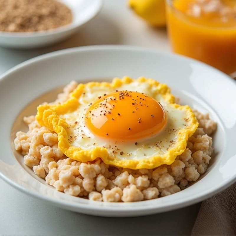 Creamy Protein Oatmeal with Fluffy Scrambled Eggs